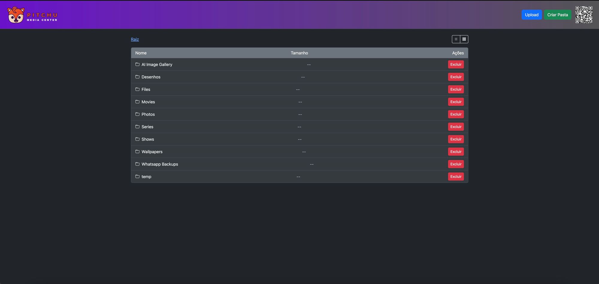 Pitchu - Media center em NodeJs que não requer a instalação de nenhum app entre disposivitos
