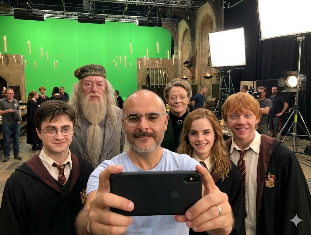 Prompts Insanos: Selfie nas filmagens de Harry Potter